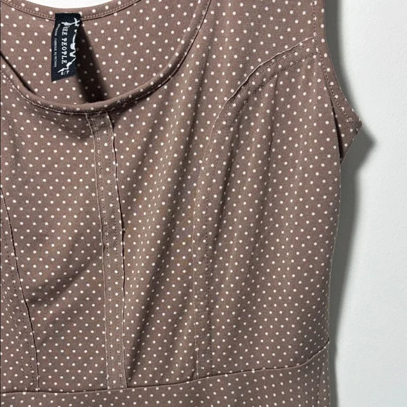 Free People Loving Lola light Brown Polka Skater Dress - Sz Small - Picture 3 of 6